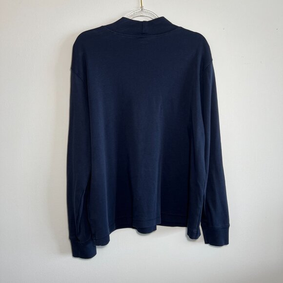 Land's End Women's Navy Long Sleeve Mock Turtleneck Petite Large 100% Cotton - Picture 3 of 5